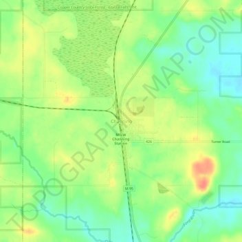 Mapa topográfico Channing, altitude, relevo