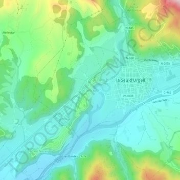 Mapa topográfico Castellciutat, altitude, relevo