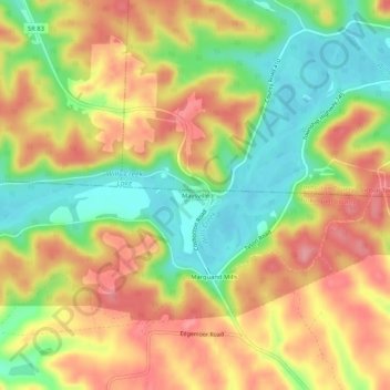 Mapa topográfico Maysville, altitude, relevo
