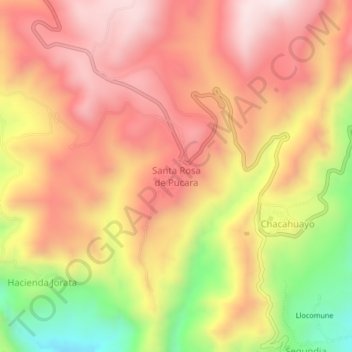 Mapa topográfico Santa Rosa de Pucara, altitude, relevo