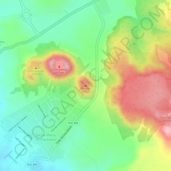 Mapa topográfico Borrego, altitude, relevo