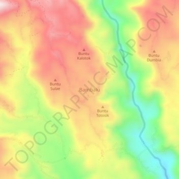 Mapa topográfico Bambalu, altitude, relevo