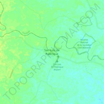 Mapa topográfico San Luis de Palenque, altitude, relevo