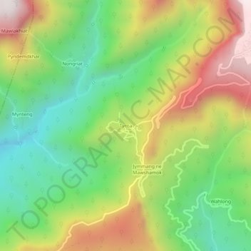 Mapa topográfico Tyrna, altitude, relevo