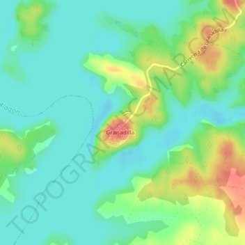 Mapa topográfico Castillo de Granadilla, altitude, relevo