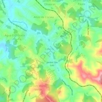 Mapa topográfico Caucaia do Alto, altitude, relevo