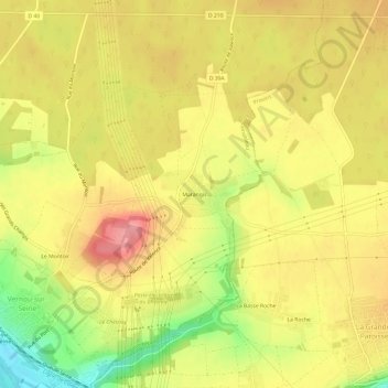 Mapa topográfico Marangis, altitude, relevo