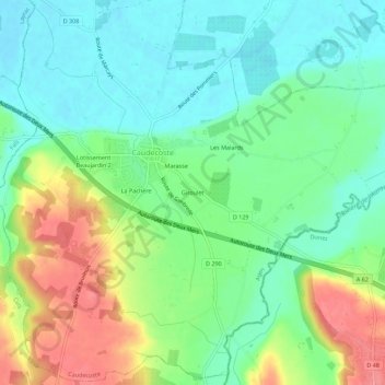 Mapa topográfico Giroulet, altitude, relevo