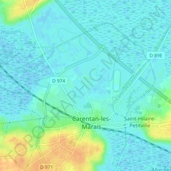 Mapa topográfico Blactot, altitude, relevo