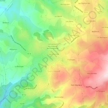 Mapa topográfico Les Chirottes, altitude, relevo