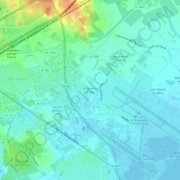 Mapa topográfico Vauguières-le-Bas, altitude, relevo