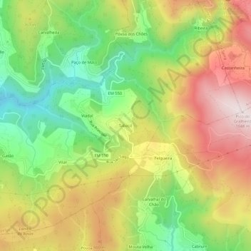 Mapa topográfico Tabaçó, altitude, relevo