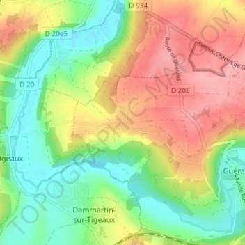 Mapa topográfico Monthérand, altitude, relevo
