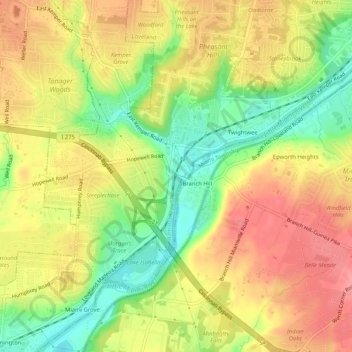 Mapa topográfico Symmes, altitude, relevo