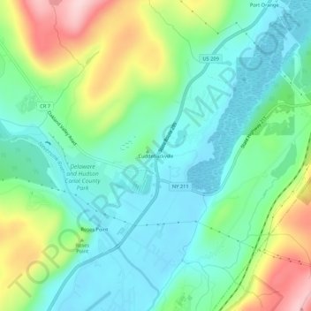 Mapa topográfico Cuddebackville, altitude, relevo