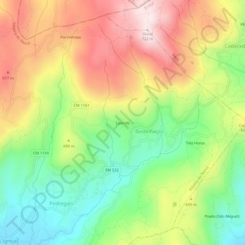Mapa topográfico Lourido, altitude, relevo