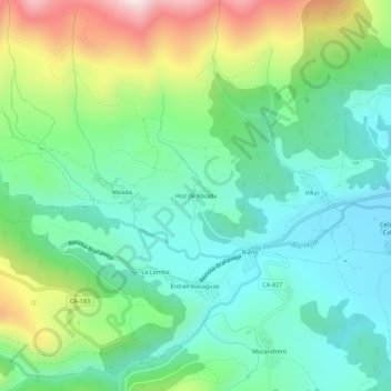 Mapa topográfico Hoz de Abiada, altitude, relevo