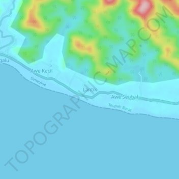 Mapa topográfico Lantik, altitude, relevo