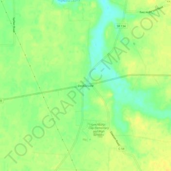 Mapa topográfico Dodsonville, altitude, relevo