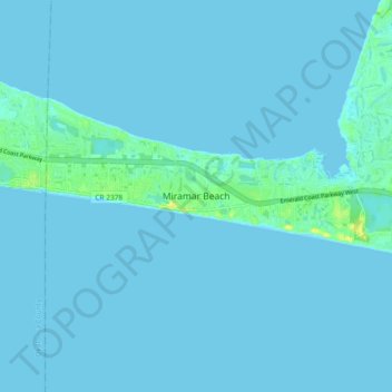 Mapa topográfico Miramar Beach, altitude, relevo