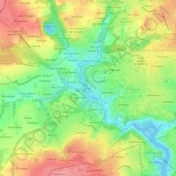 Mapa topográfico Goyen, altitude, relevo