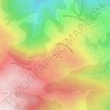 Mapa topográfico Prat d'Albis, altitude, relevo