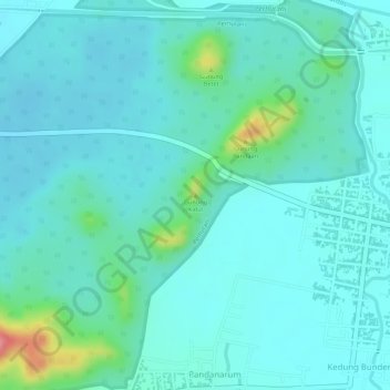 Mapa topográfico Gunung Kidul, altitude, relevo