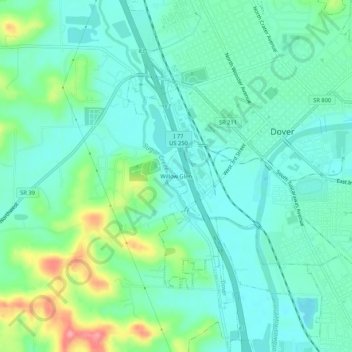 Mapa topográfico Willow Glen, altitude, relevo