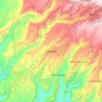 Mapa topográfico Cikadu, altitude, relevo