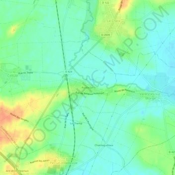 Mapa topográfico Pontmort, altitude, relevo