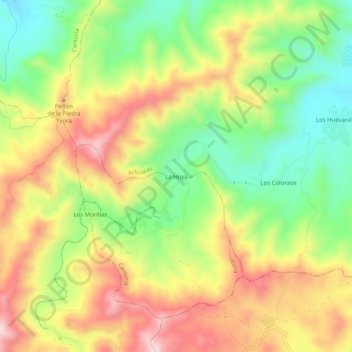 Mapa topográfico La Hoya, altitude, relevo