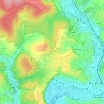 Mapa topográfico Ferme du Mont-Chevis, altitude, relevo