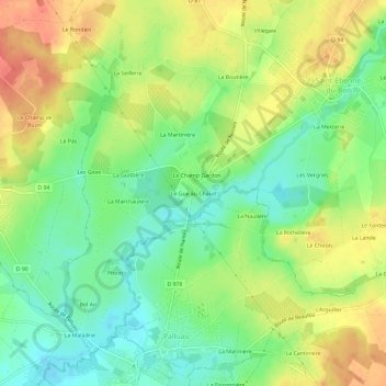 Mapa topográfico Le Gué au Chaud, altitude, relevo