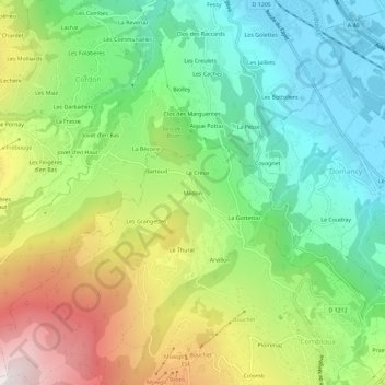 Mapa topográfico Médon, altitude, relevo