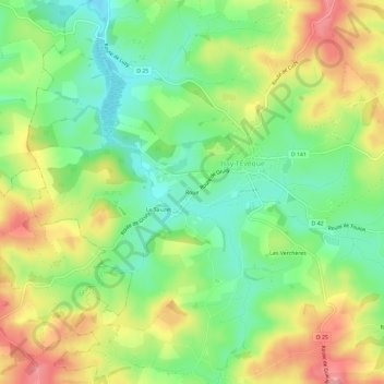 Mapa topográfico Roue, altitude, relevo