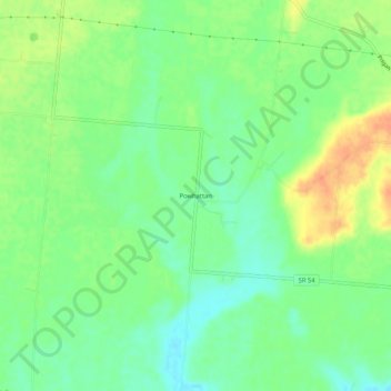Mapa topográfico Powhattan, altitude, relevo