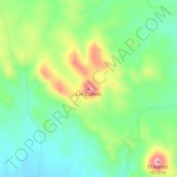 Mapa topográfico Las Cuevas, altitude, relevo