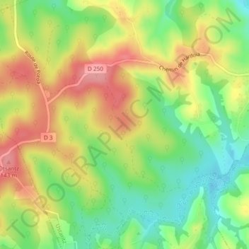Mapa topográfico Hardoia, altitude, relevo