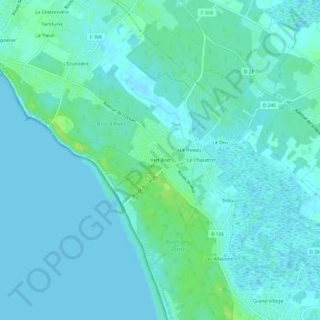 Mapa topográfico Vert-Bois, altitude, relevo
