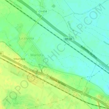 Mapa topográfico Vallesco, altitude, relevo