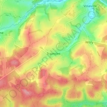 Mapa topográfico Traimont, altitude, relevo