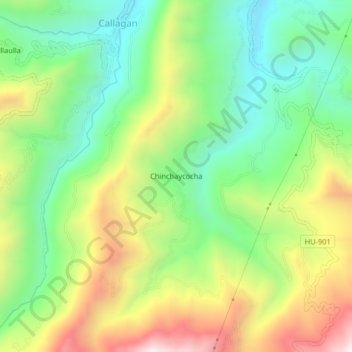 Mapa topográfico Chinchaycocha, altitude, relevo