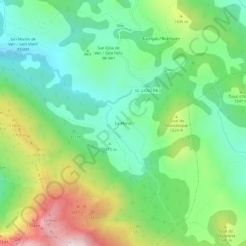 Mapa topográfico La Muria, altitude, relevo