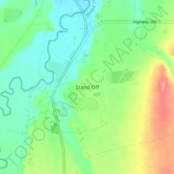 Mapa topográfico Stand Off, altitude, relevo
