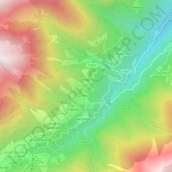 Mapa topográfico Le Chef-lieu, altitude, relevo
