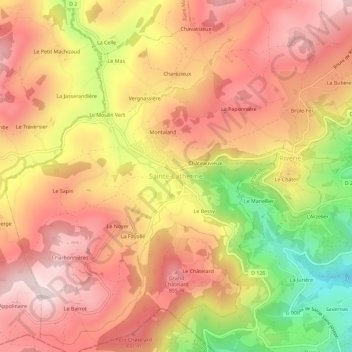 Mapa topográfico Sainte-Catherine, altitude, relevo