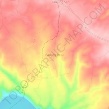 Mapa topográfico Padang Ratu, altitude, relevo