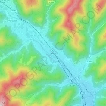 Mapa topográfico Gehren, altitude, relevo