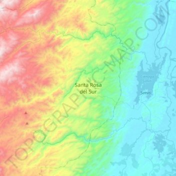 Mapa topográfico Santa Rosa del Sur, altitude, relevo