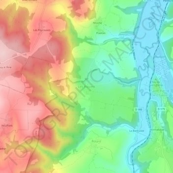 Mapa topográfico Les Rosiers, altitude, relevo